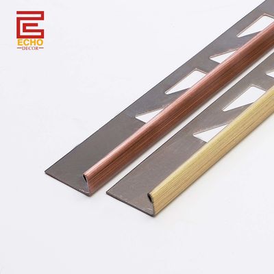 calidad  Outdoor Straight Stainless Steel Tile Trim Flat Metal Edge Trim 10mm fábrica