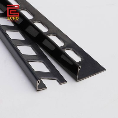 Durabe Black Tile End Cap Trim Tiles de piso de acero inoxidable con bordes de 11 mm
