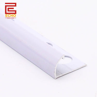 Blanco 1 4 Cuartos redondo de aluminio de azulejos 12 mm bordado