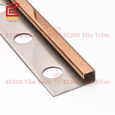 Exterior de oro rosado de acero inoxidable, con bordes de 12 mm